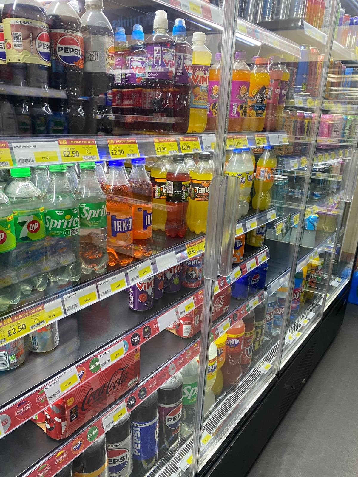 Soft drinks fridge